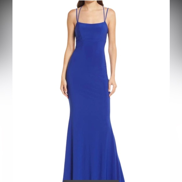 NWT Nordstrom JUMP APPAREL Formal Purple Strappy Maxi Bodycon Jersey Gown Dress - Picture 2 of 8